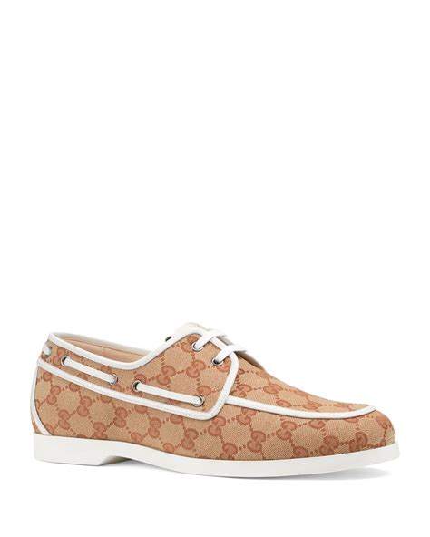 gg leather canvas boat shoes